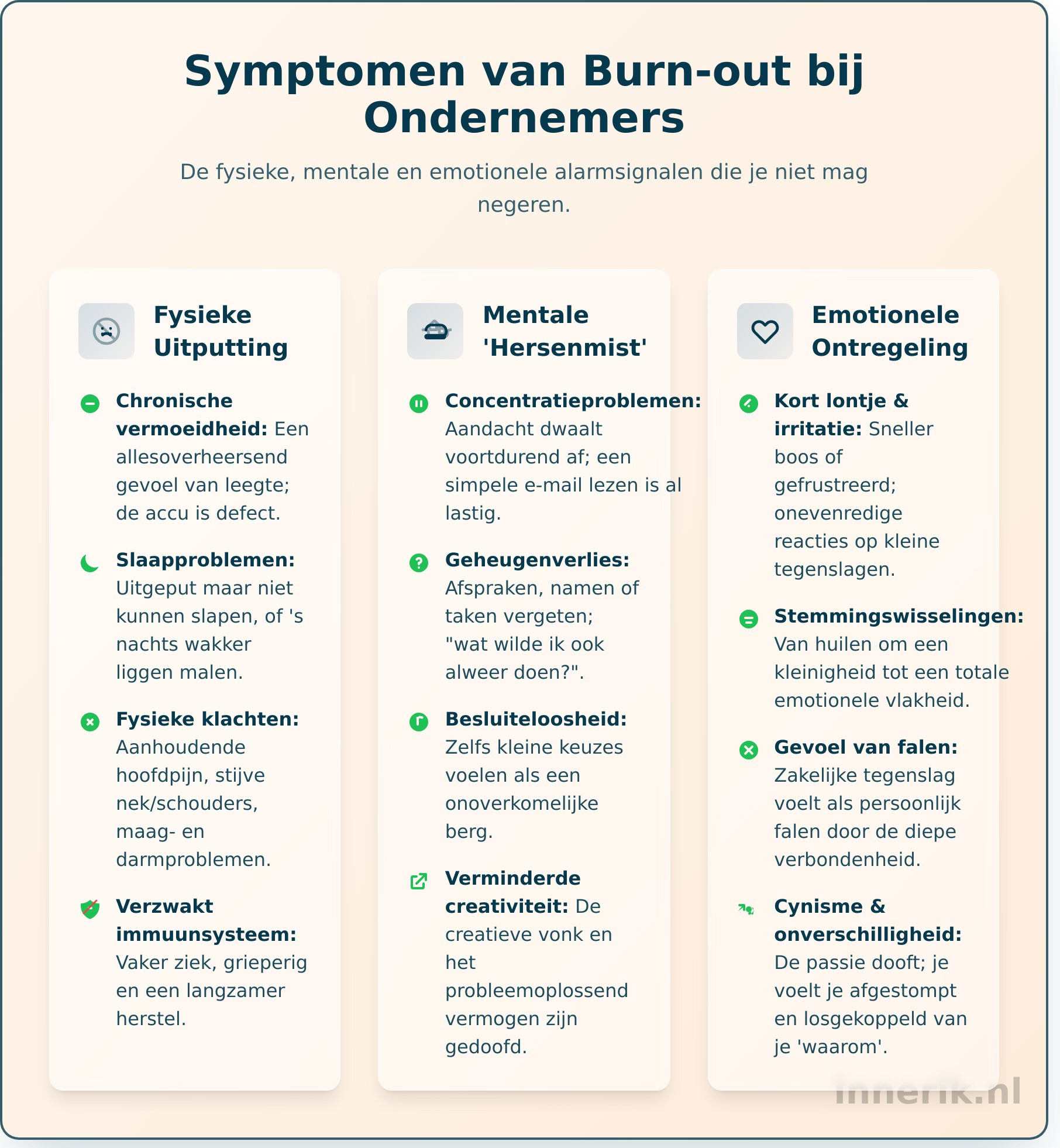 Symptomen van een burn-out bij ondernemers: Herken je de signalen? - Infographic