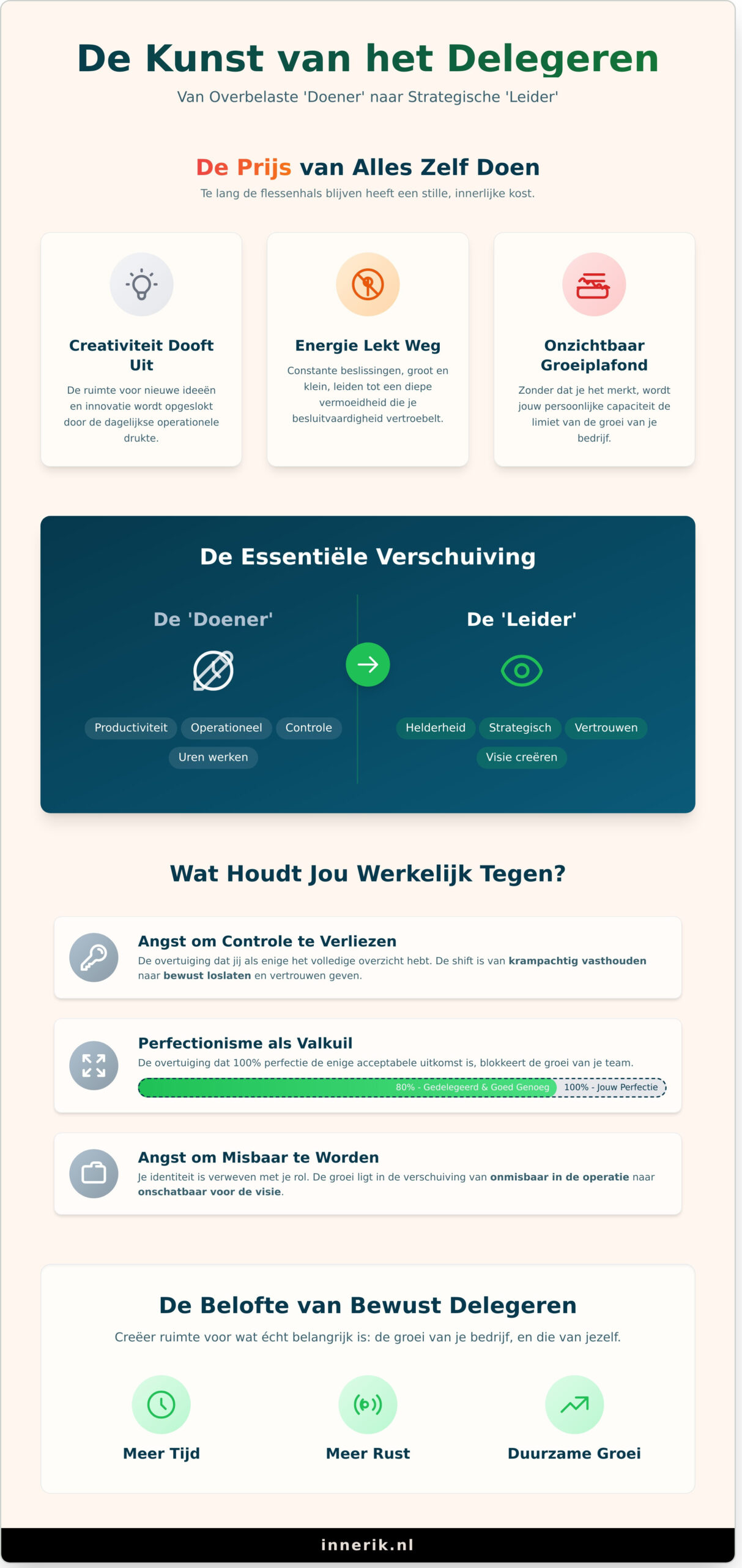 Leren delegeren als ondernemer: De weg naar meer ruimte en rust - Infographic
