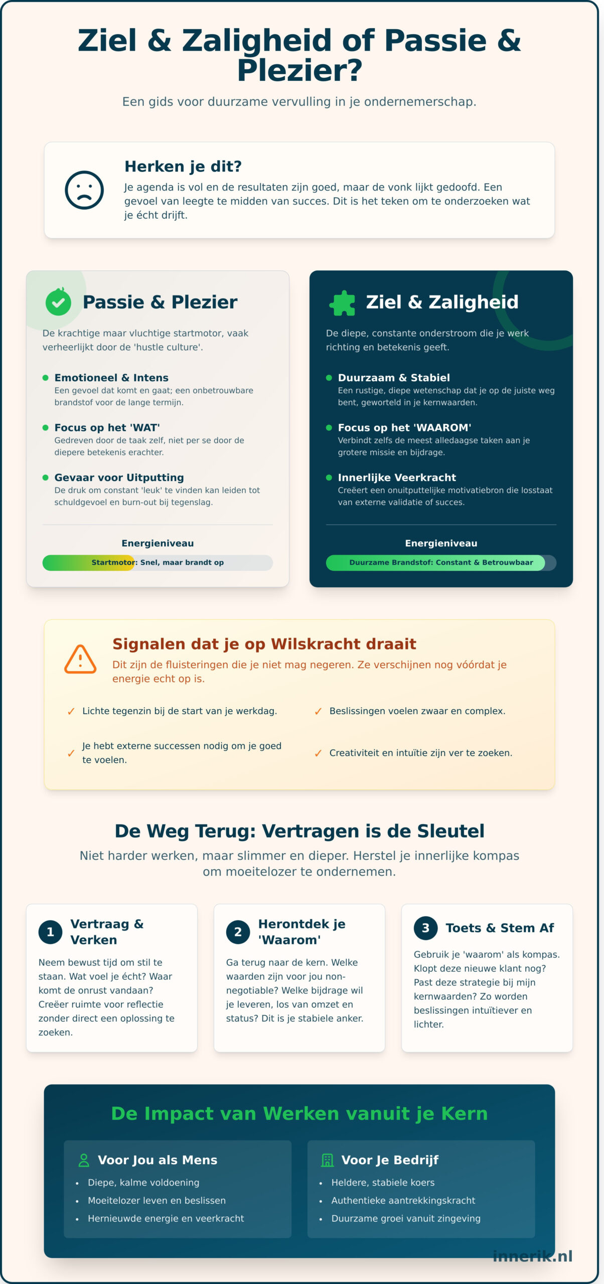 Ziel en zaligheid of passie en plezier? De vraag die elke ondernemer zich stelt - Infographic