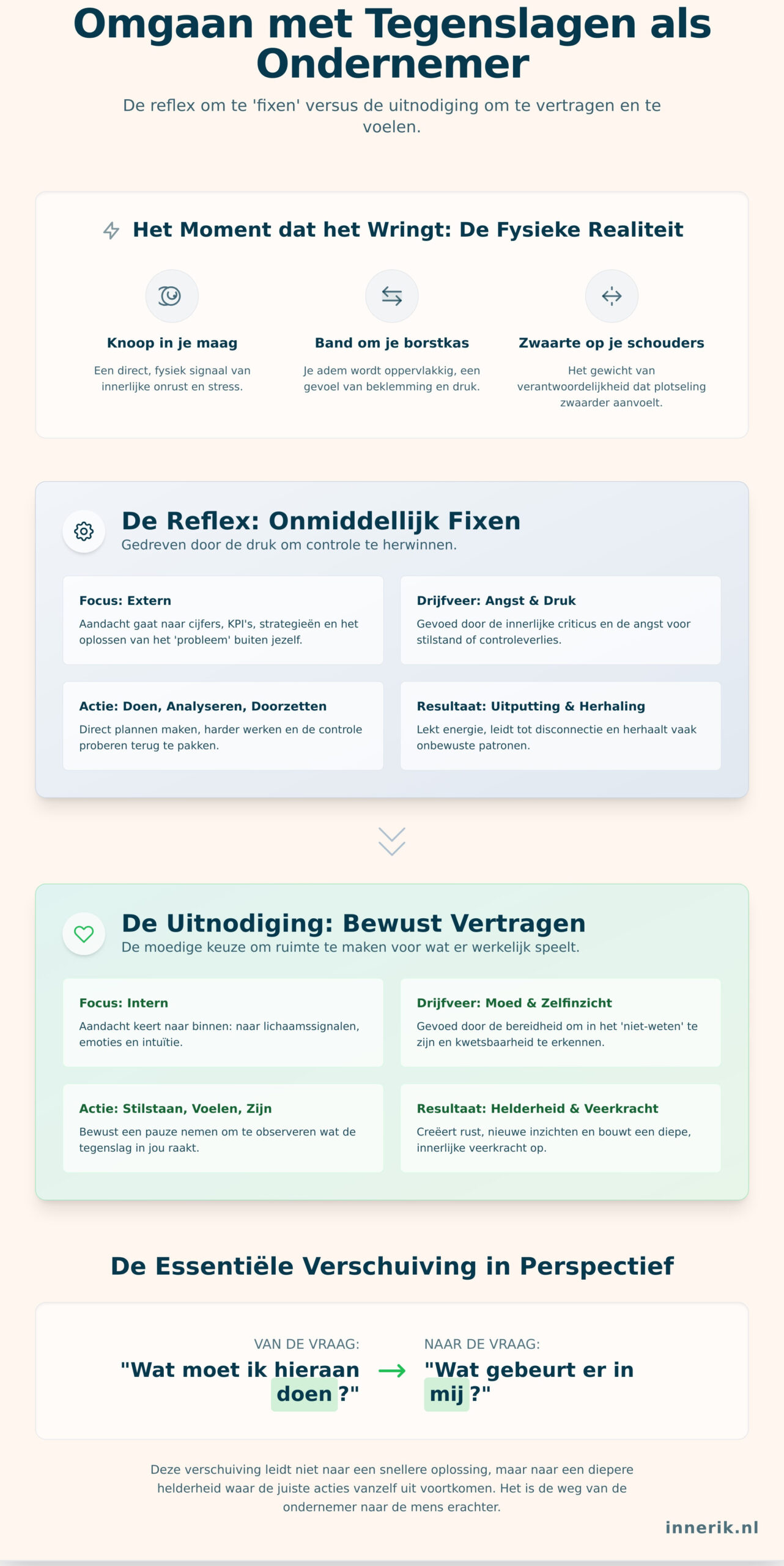Omgaan met tegenslagen in het ondernemen: de weg naar binnen - Infographic